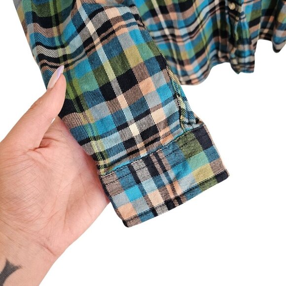 Wilfred Aritzia Blue Green Collared Long Sleeve Button Down Top Sz M - Picture 3 of 10